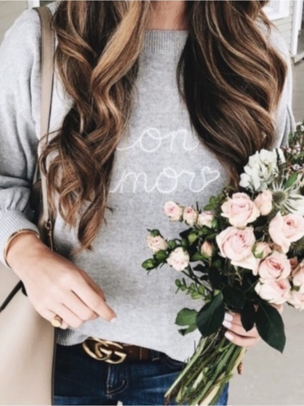 Ann Taylor LOFT Con Amor With Love Heart Embroidered Sweater